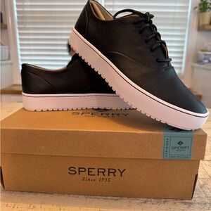 Sperry Men's Black Leather Boat Shoes